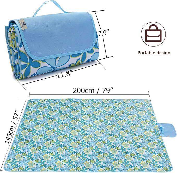 Picnic Blanket Beach Mat Extra Large Sandproof Waterproof Camping Blanket Portable Travel Blanket Play Mat for Outdoor Indoor Family Women Men Kids Beach BBQ Park Grass