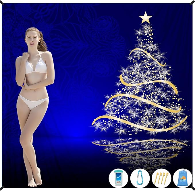 Beach Blanket Waterproof Sandproof 1-7 Adult Oversized 78 '' × 81 '' Lightweight Durable Compact Sand Free Beach Mat for Travel Camping Hiking Picnic Blanket Extra Large