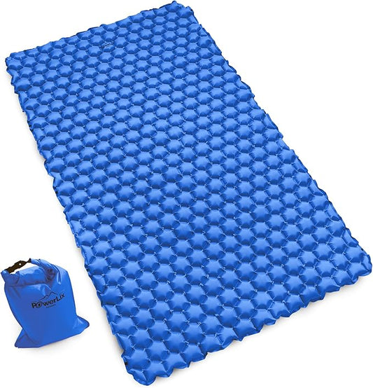 POWERLIX Double Sleeping Pad - Ultralight 2 Person Camping Mattress for Backpacking, Hiking, Compact Inflatable Sleeping Mat, Easy to Inflate Portable Camping Pad Air Mattress