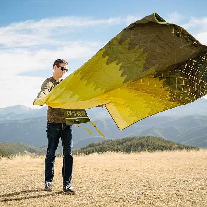 CORE Outdoor Weighted Blanket | Packable Waterproof Picnic Blanket, Beach Mat, Tent Camping Rug, & Stadium Blanket | Large Portable 94" x 78" Quilt Design with Built-in Straps and Carry Handle