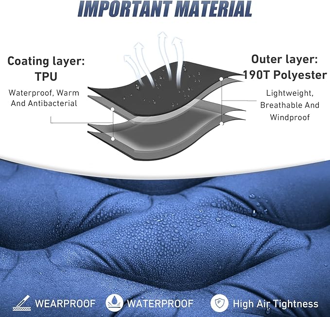 Oversized Camping Sleeping Pad,4.2" Thick Ultralight Camping Sleeping Mats for Adults,Camping Mattress with Pillow & Built-in Pump for Tent,Backpacking,Travel