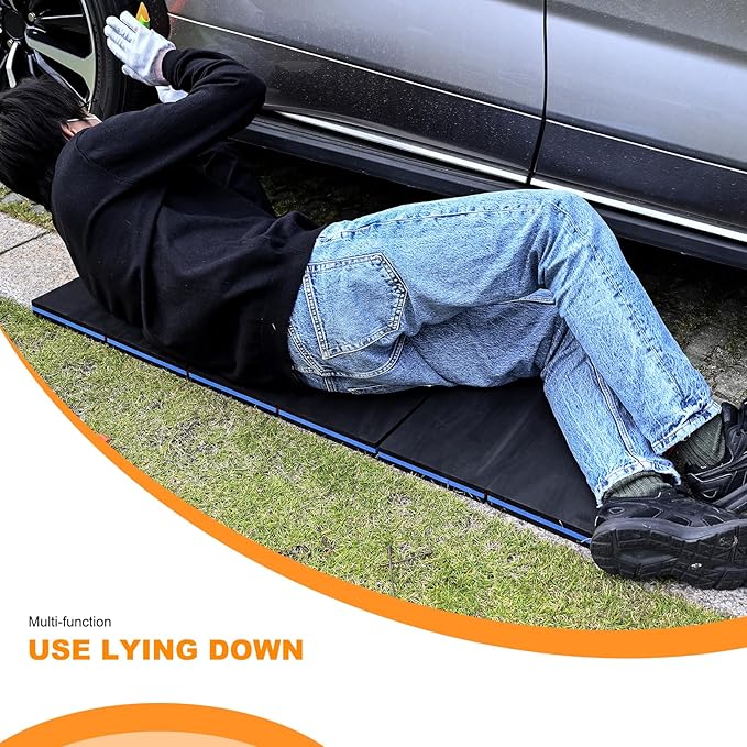 FOSHIO Foldable EVA Mat with Carrying Handles - Thick Kneeling Mat for Mechanics, Garage, Picnicking, Gardening, Camping, Home Gym