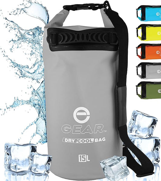 Dry Bag Floating Cooler - Roll Top Insulated Backpack – Portable, Collapsible, Waterproof with Padded Shoulder Strap - Perfect for Kayaking Fishing Beach Hiking -15L