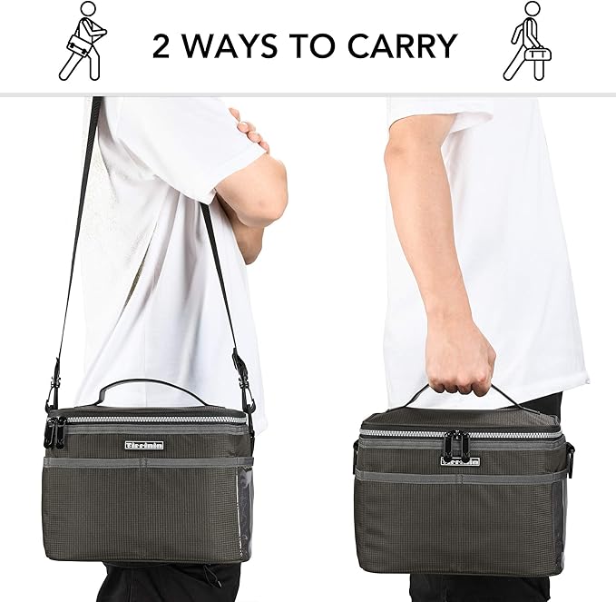 Tirrinia Insulated Lunch Box for Women Men, Leakproof Reusable Lunch Bag Containers for Adult,Working,Office,Lunch Soft Cooler Bag Tote for Picnic Hiking Beach,Black Checkered