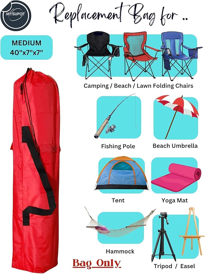 Replacement Bag for Folding Camping Chair, Portable Camp Chair, Hammock, Yoga Mat, Umbrella, Tents, Tripods, Fishing Poles - 420D Oxford Polyester Fabric