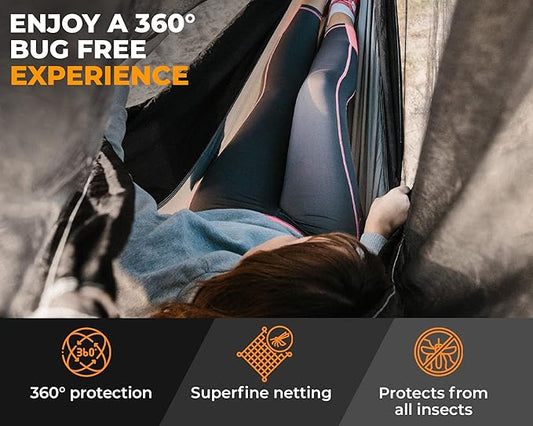 Foxelli XL Hammock Net – 12ft Net for Hammocks, Lightweight Portable Hammock Netting, Fast and Easy Set Up, Fits All Camping Hammocks