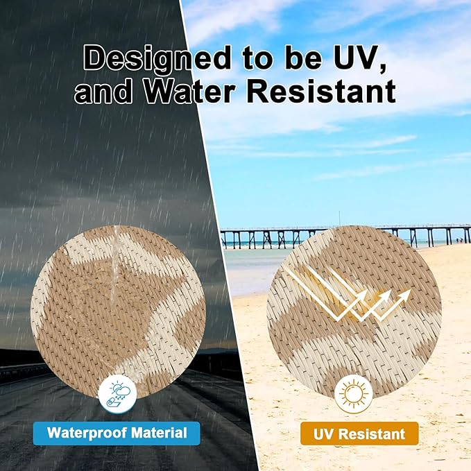 HEBE Outdoor Rug 8'x10' for Patios Waterproof Clearance Reversible Patio Mat Plastic Straw Rug RV Camping Mat Outside Area Rug Carpet for Camping RV,Porch,Deck,Balcony,Camper,Backyard