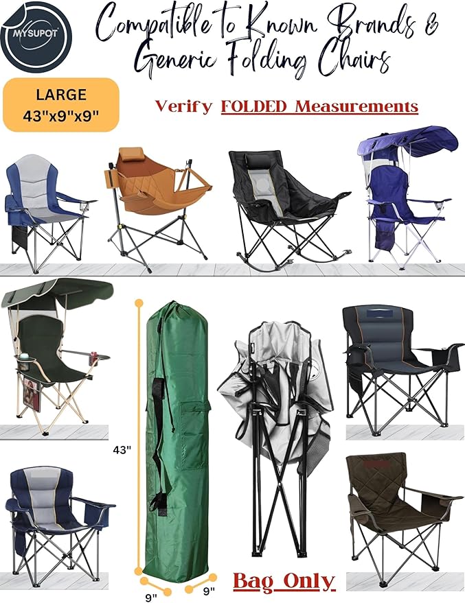 Replacement Bag for Folding Camping Chair, Portable Camp Chair, Hammock, Yoga Mat, Umbrella, Tents, Tripods, Fishing Poles - 420D Oxford Polyester Fabric
