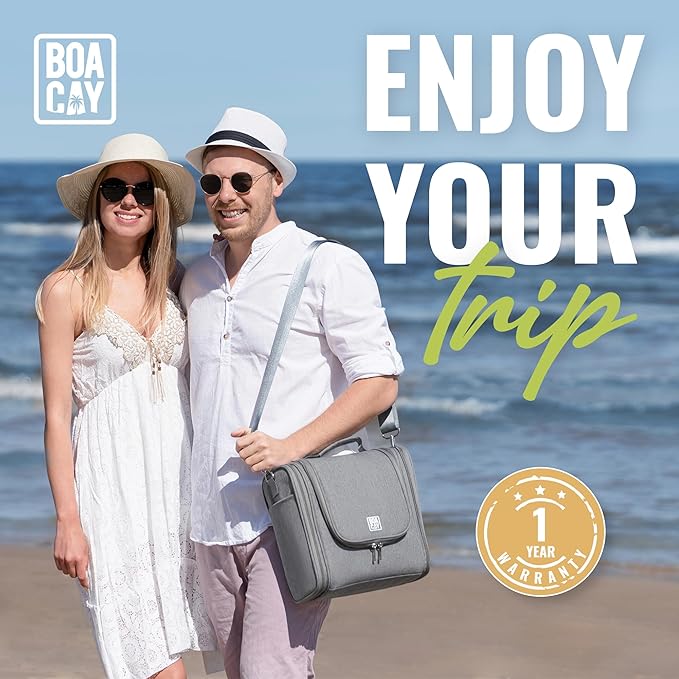 BOACAY Extra Large Hanging Travel Toiletry Bag for Women and Men, Makeup Bag, Bathroom & Shower Organizer Kit for Accessories, Cosmetics, Essentials