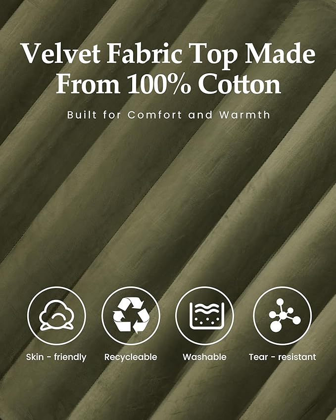 Inflatable Sleeping Pad for Camping, Extra-Thick 4.75 Inch Air Mattress with Soft Cotton Top, Machine Washable, Family Lightweight 4-Season Pad for Camping, Traveling & Hiking, Green