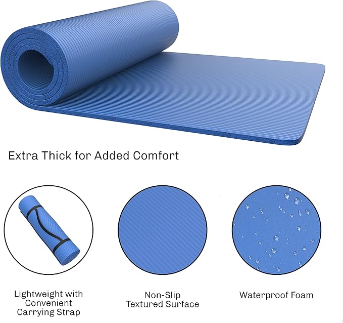Foam Sleeping Pad - Lightweight 0.5-Inch Mat for Camping, Cots, Tents, Backpacking, and Yoga - Non-Slip and Waterproof with Handle by Wakeman