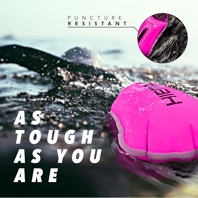 Swim Buoy for Open Water with Dry Bag 15L - Fully Waterproof Swim Bubble - Be Safe with Higher Visibility, Toughened Nylon and Rest Handle Swimming Buoy - Open Water Buoy for All Season Swimmers