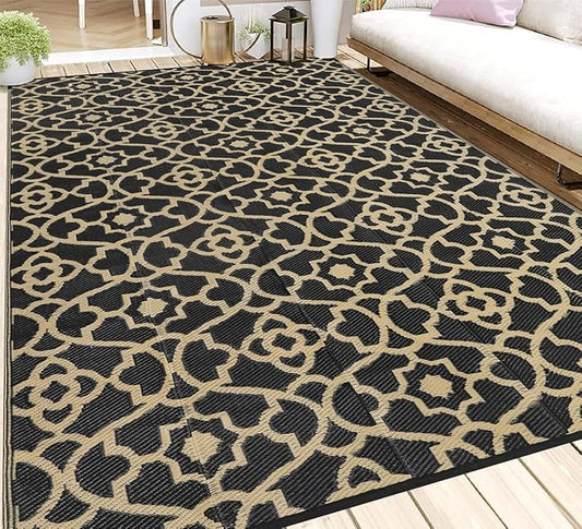 HEBE Outdoor Rug 5'x8' for Patios Waterproof Clearance Reversible Patio Mat Plastic Straw Rug RV Camping Mat Outside Area Rug Carpet for Camping RV,Porch,Deck,Balcony,Camper,Backyard