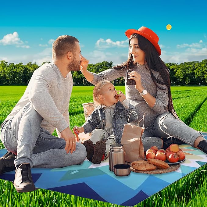 scuddles Picnic Blankets Dual Layers Picnic Blanket Outdoor Water-Resistant Handy Mat Tote Spring Summer Camping Blanket Great for The Beach
