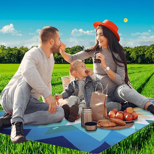scuddles Picnic Blankets Dual Layers Picnic Blanket Outdoor Water-Resistant Handy Mat Tote Spring Summer Camping Blanket Great for The Beach