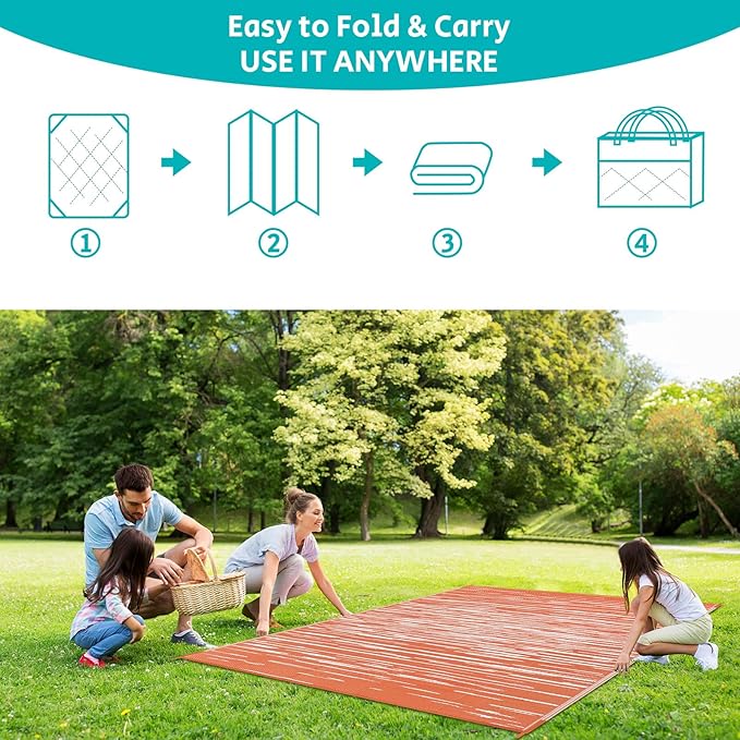 HEBE Outdoor Rug 9'x12' for Patios Clearance Waterproof Patio Mat Plastic Straw Rug Reversible RV Camping Tent Rug Outside Indoor Outdoor Area Rugs for RV,Deck,Beach,Balcony,Camper