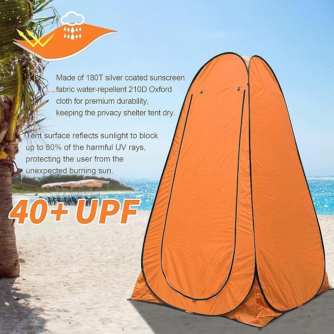 Portable Pop up Dressing/Changing Tent Beach Toilet Shower Changing Room Outdoor Shelter with Carrying Bag Gigatent Privacy Shelter Tent (Orange)