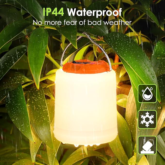LED Camping Lantern, Rechargeable Camping Light, 4 Modes Outdoor Flashlights Lanterns with 1000LM, Water Resistant Portable Emergency Camp Light for Hurricane Hiking Survival Kits - Orange