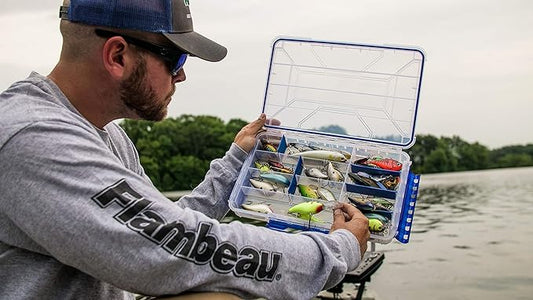 Flambeau Outdoors WP5005 Waterproof Fishing Tackle Box - Includes 13 Dividers 18 Compartments Waterproof Clear Tackle Box Fishing Lure Organizer Ultimate Tuff Tainer Tackle Box with Zerust Dividers