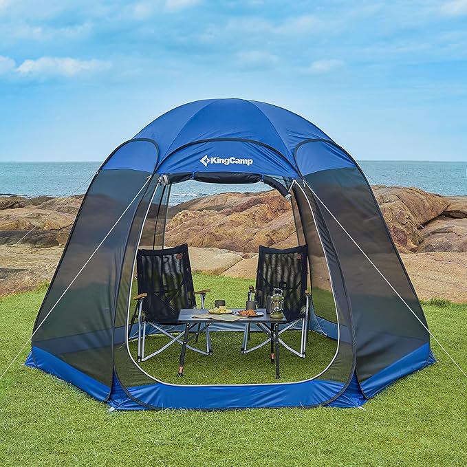 KingCamp Pop Up Screen Tent, Camping Tent for 4-6 Person 10' x 10' Portable Screen House Room with Detachable Sunshade for Camping, Garden & Backyard