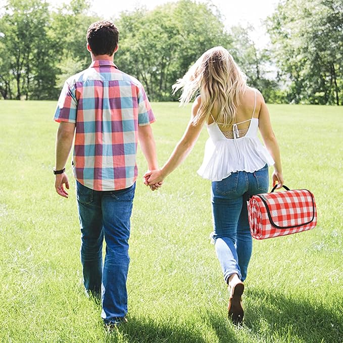 Large Picnic Blanket Beach Blanket Waterproof Sandproof Outdoor Blanket Foldable Beach Mat Sandfree Handy Mat with Carry Strap Lightweight Beach Mat fit 2 to 4 Adults for Beach Grass Lawn Park