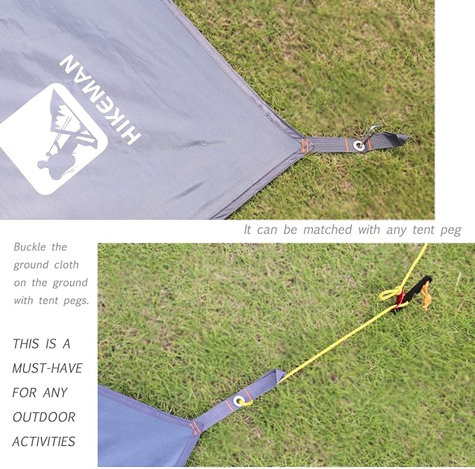 Hikeman Tent Footprint - Waterproof Camping Tarp, Heavy Duty Tent Floor Saver, Ultralight Ground Sheet Mat for Hiking, Backpacking, Hammock, Beach - Storage Bag Included(S-83”x35”)