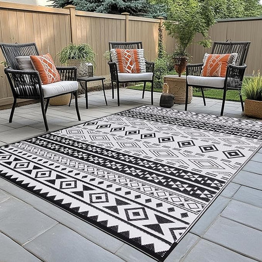 WILDROOTS 5'x8' Outdoor Plastic Rug for Patio Clearance, Waterproof Mat, Reversible Plastic Camping Rugs, RV, Porch, Deck, Camper, Balcony, Backyard
