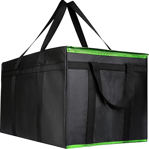 musbus 2 Pack XXXL-Large Insulated Grocery shopping bags, Green, reusable bag,thermal zipper,Collapsible,tote,cooler,food transport hot and cold,camping,Recycled Material delivery groceries