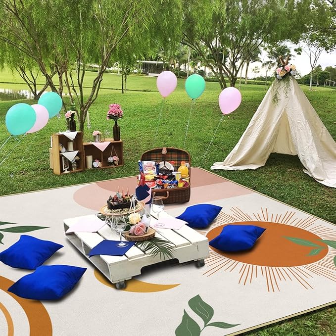 Extra Large Picnic Blankets Waterproof Foldable (60"x 80") Boho Beach Blanket Waterproof Sandproof,3-Layer Thicking Mat Outdoor Packable Camping Blanket