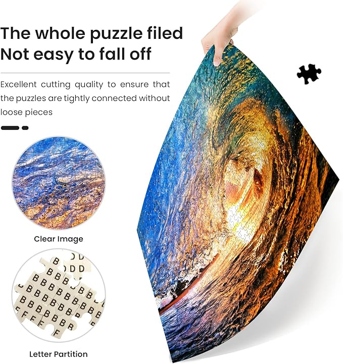 Puzzles for Adults 1000 Piece,Hawaii Sunset Beach Wooden Jigsaw Puzzle Art,DIY Leisure Game Fun Toy Gift Suitable Family Friends