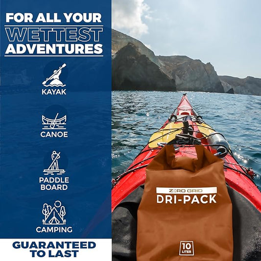 Zero Grid Waterproof Dry Bag - Floating Roll Top Drybag Keeps Dry 10L/20L/30L/40L Sizes for Backpacking, Kayaking, Boating, Camping, Fishing, Hiking, Made from Tough 500D Material