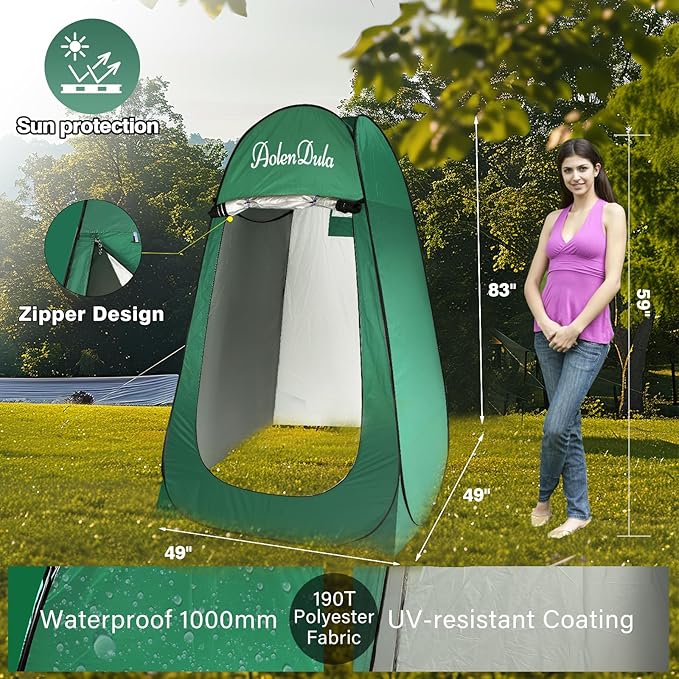 Pop Up Privacy Tent - 3000mm Waterproof Instant Changing Room for Camping/Beach, Portable Shower Shelter with Carry Bag & Stakes (6.5lbs Lightweight)