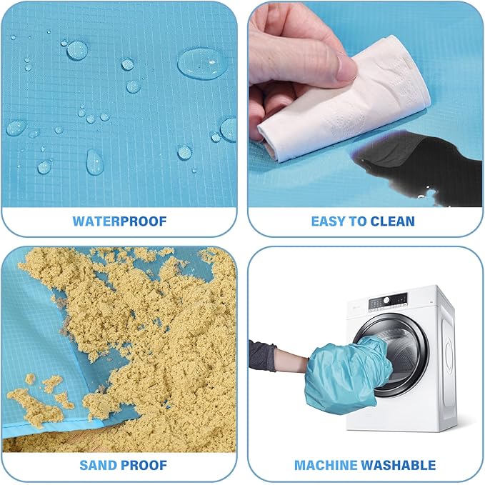 BYDOLL Beach Blanket 78''X81'' 4-7 Adults Oversized Lightweight Waterproof Sandproof Blanket for Beach Large Picnic Mat Travel Camping