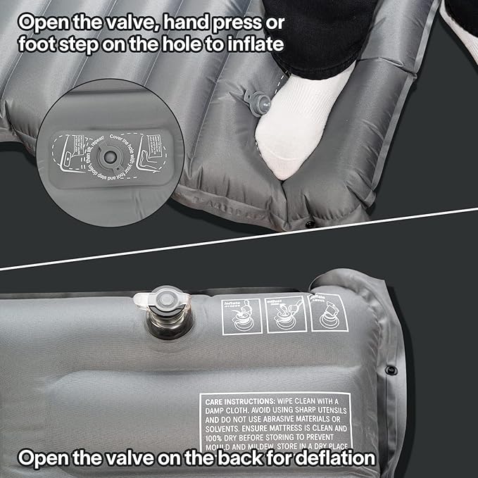 EighteenTek Sleeping Pad Mat Camping Sleeping Pad, Thick 4 Inch Camp Mattress Pad, Built-in Foot Pump Fast Self Inflating Sleeping Pad Backpacking for Hiking Ultralight