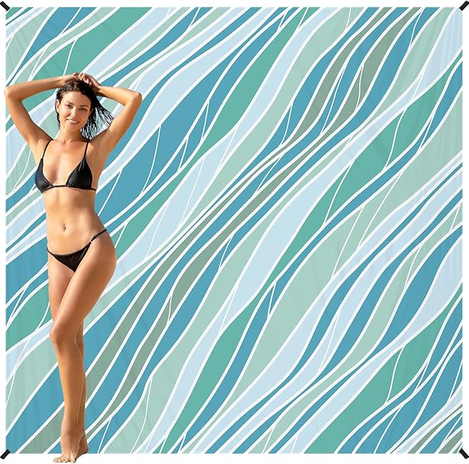 BYDOLL Beach Blanket Waterproof Sandproof 78''×81'' 1-7 Adults Oversized Lightweight Large Picnic Mat Waterproof Sandproof Blanket for Beach