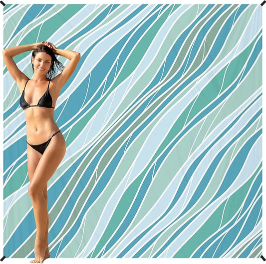 BYDOLL Beach Blanket Waterproof Sandproof 78''×81'' 1-7 Adults Oversized Lightweight Large Picnic Mat Waterproof Sandproof Blanket for Beach