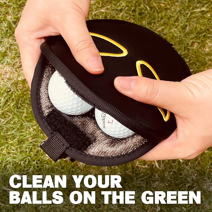 Golf Club Cleaner & Ball Cleaning Bag,Original Three-Layer Fabric Waterproof Technology,Golfer's Ultimate Green Clean Scrub Equipment Accessories,Removable Clips to Support Machine Washing