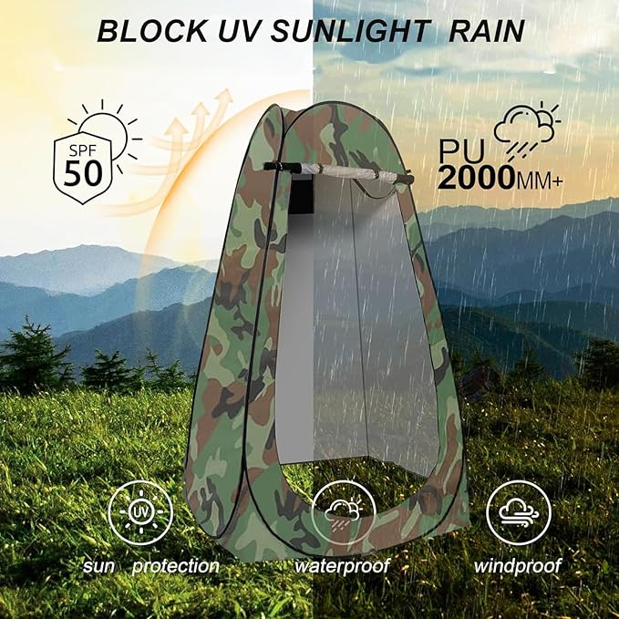 Portable Camping Toilet with Pop-Up Privacy Tent,Outdoor Portable Folding Toilet Potty for Adults,Outdoor Camping Shower Tents Changing Room Emergency Toilet Tent Kit with Carry Bag