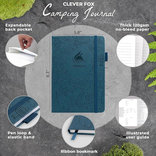 Clever Fox Camping Journal – Camper Log Book & RV Trip Planner – Outdoor Camp Journal & Adventure Travel Notebook – 12 Trips Total, 8 Pages per Trip – Hardcover, A5 Size (Deep Sea)