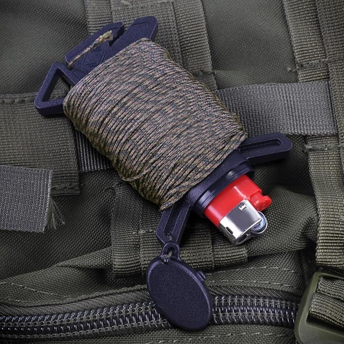 Atwood Rope Ready Rope™ Micro Cord Dispenser 125ft 100lb Test, Camping Gear Survival Tool, Built in Storage, Cutting Blade, Cord Grip, Gear Loop, Made in USA