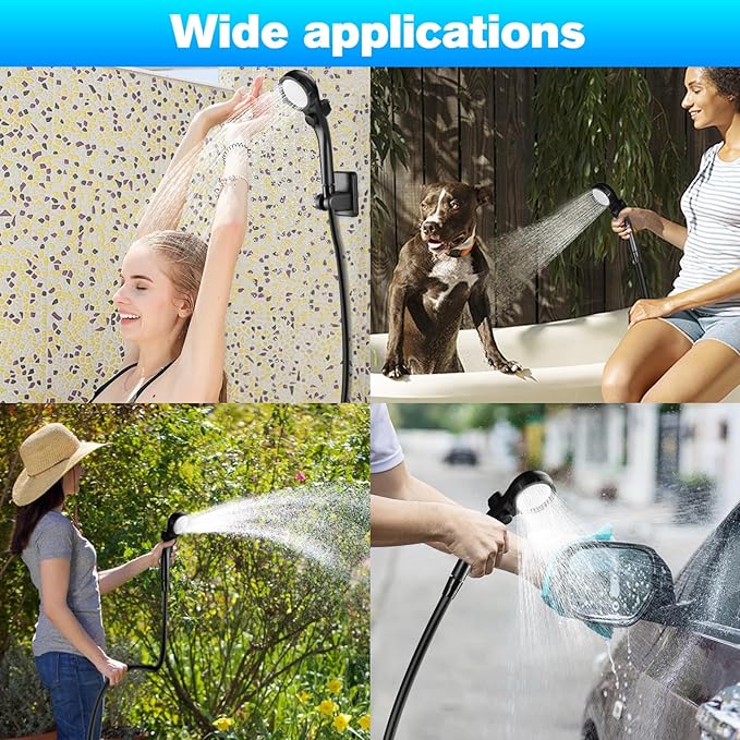 Portable Shower, Portable Shower for Camping with 5 Gallon Collapsible Bucket, 6000mAH Camping Shower with Smart LED Display, Multiple Spray Patterns for Outdoor Camping, Hiking, Pet Bathing