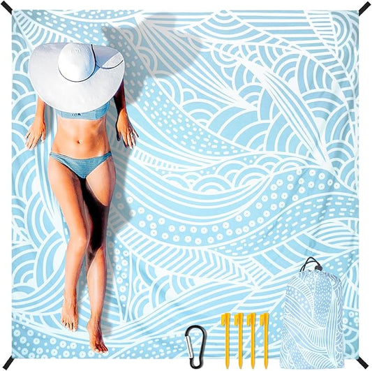 AISPARKY Beach Blanket Waterproof Sandproof Quick Drying Beach Mat Extra Large Outdoor Picnic Blanket for Travel Camping Hiking