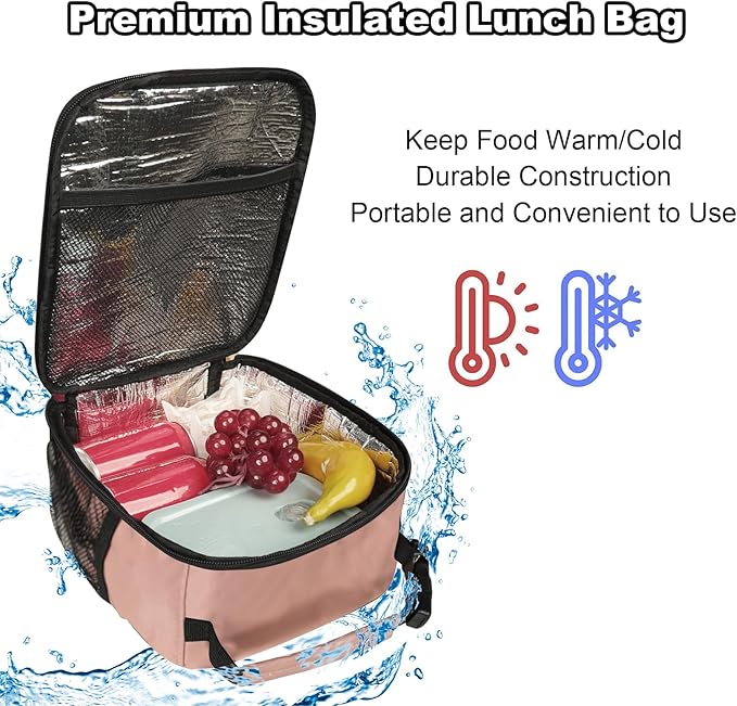 Femuar Lunch Box for Men Women Adults, Small Lunchbox for Work Picnic - Reusable Lunch bag Portable Lunch tote, Light Pink