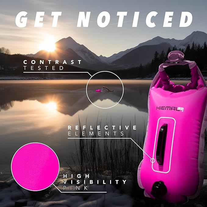 Swim Buoy for Open Water with Dry Bag 15L - Fully Waterproof Swim Bubble - Be Safe with Higher Visibility, Toughened Nylon and Rest Handle Swimming Buoy - Open Water Buoy for All Season Swimmers