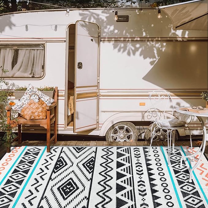 Outdoor Rugs Patio Camping Waterproof - 6x9 Plastic Straw Patio Rug Portable for Campers, Outside RVs Mat, Outdoor Area Carpet for Patios Clearance, Backyard Porch, Balcony, Picnic