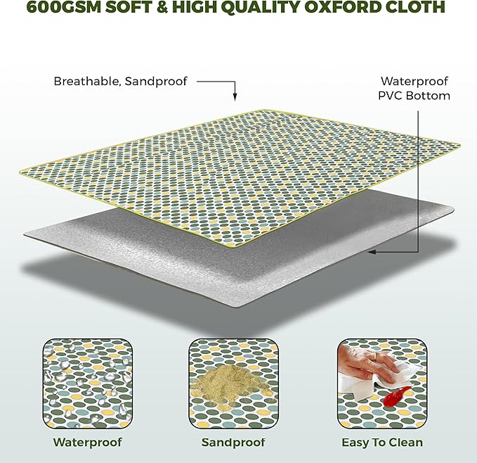Outdoor Blanket Waterproof - Extra Large Beach Blanket Easy to Carry - Waterproof Sandfree Washable and Foldable Beach Mat - Picnic Blankets for Garden, Camping, Park, Travel