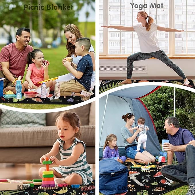 Extra Large Picnic Blankets Waterproof Foldable (60 "x 80") Beach Blanket Waterproof Sandproof,3-Layer Thicking Mat Outdoor Packable Camping Blanket