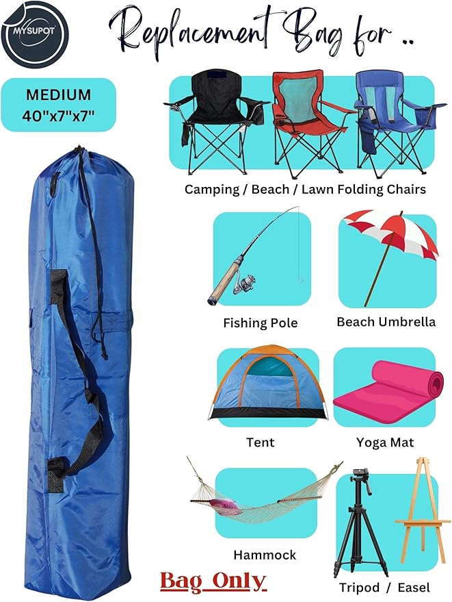 Replacement Bag for Folding Camping Chair, Portable Camp Chair, Hammock, Yoga Mat, Umbrella, Tents, Tripods, Fishing Poles - 420D Oxford Polyester Fabric