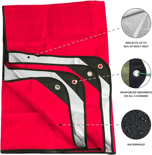 Arcturus Heavy Duty Survival Blanket – Insulated Thermal Reflective Tarp - 60" x 82". All-Weather, Reusable Emergency Blanket for Car or Camping (Red)
