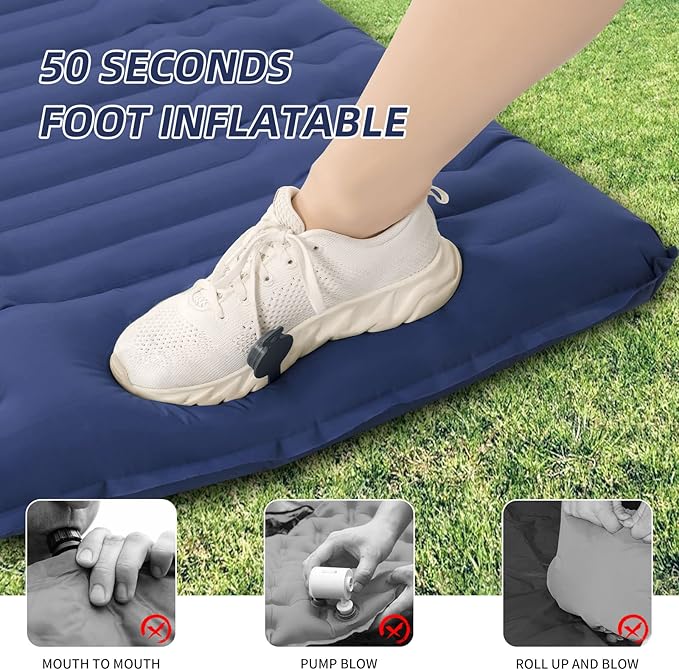 Inflatable Camping Sleeping Pad with Pillow, Thick 4.5 Inch Portable Sleeping Pad, Lightweight Sleeping Mat for Camping, Backpacking, Hiking